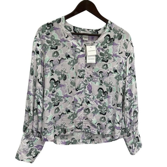 NWT Club Monaco Mauve Floral V-Neck Blouse Size XS - Picture 11 of 14